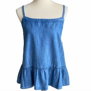 Crown and Ivy chambray with ruffle tank top XL